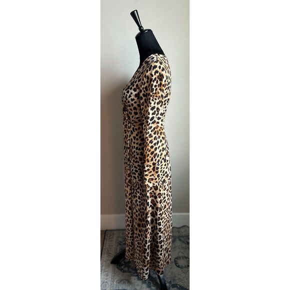 NWOT ZARA Faux Wrap Chiffon Animal Print Fully Lined Sheer Midi Dress Size S - Picture 4 of 9